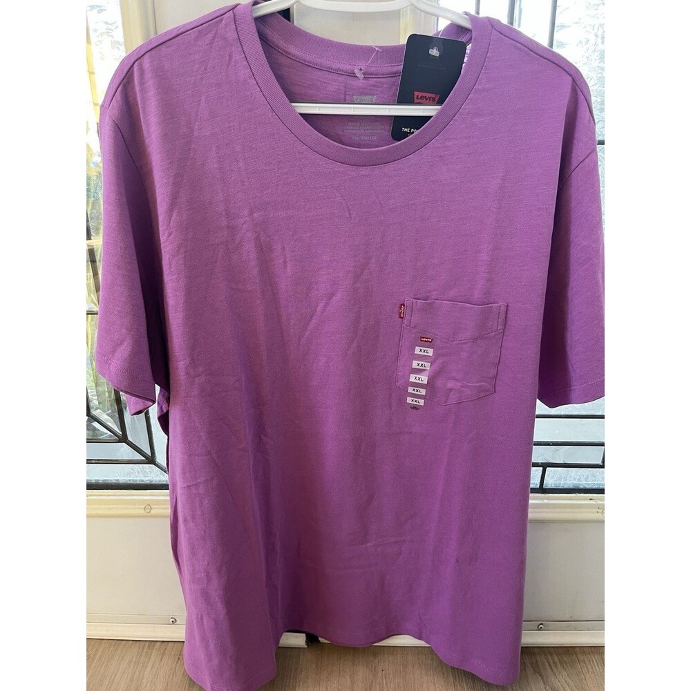 Levi's Womens Pullover T-shirt 2XL Purple Crew Neck Pocket Tee Cotton Casual NWT